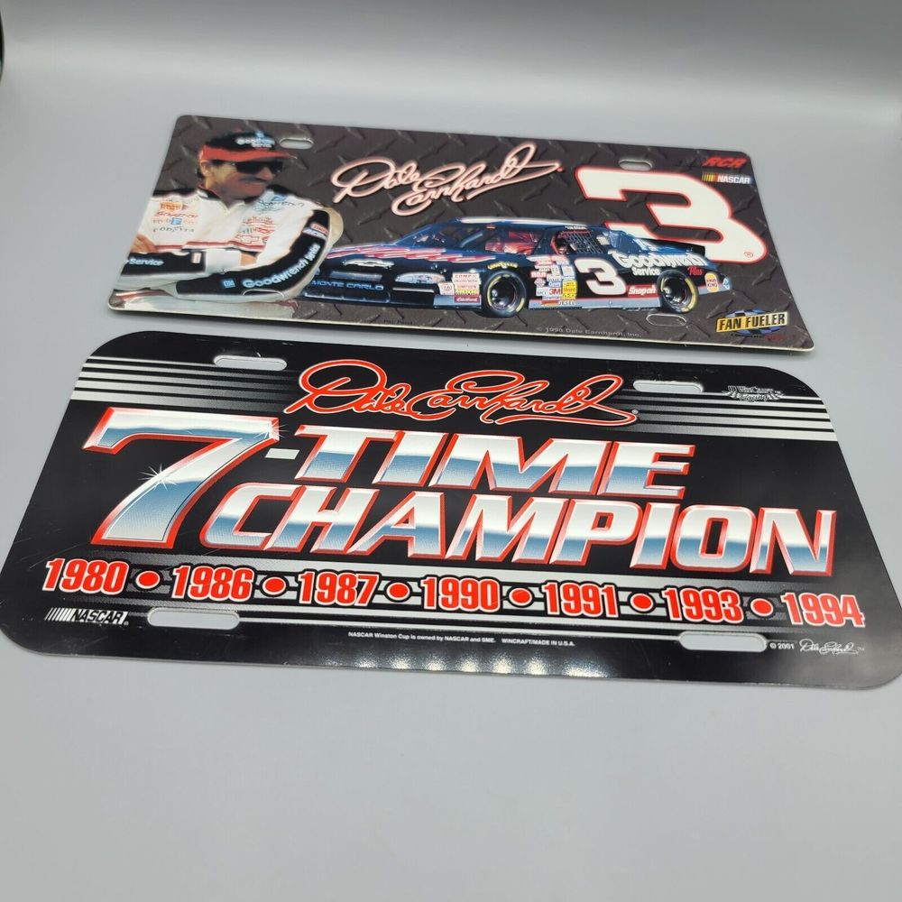 7 Time Champ Dale Earnhardt SR #3 NASCAR 1998 2001 Decor License Plate Lot Of 2